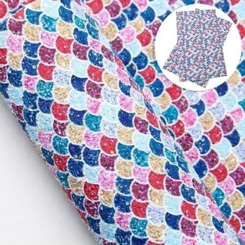 David accessories 20*33cm Fish Scale Chunky Synthetic Leather Fabric for Bows Bags Wallte DIY in Craft Bow-knot,1Yc14175