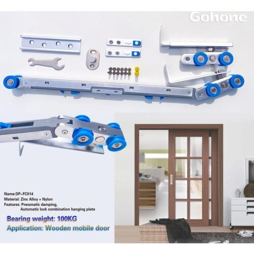 Two-way buffer hanging wheel mute sliding door pulley sliding door black hanging rail hanging roller slide rail