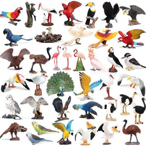 Action Toys Figure Wildlife Animal PVC Birds Eagle Parrot Model Collectible Doll Figure Collection For Kid Child Gift Home Deco