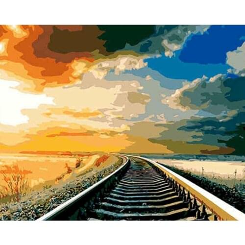 GATYZTORY Frame Track Landscape DIY Painting By Numbers Kits Acrylic Handpainted Unique Gift Wall Art for Home Decor
