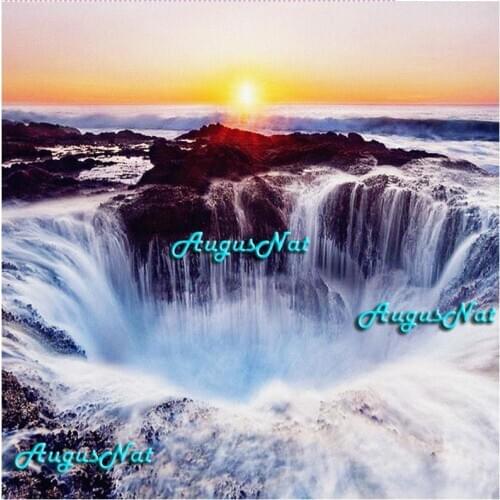 Sunrise diamond painting full square drill waterfall wall art scenery diamond dotz handmade needlework craft mosaic cross stitch