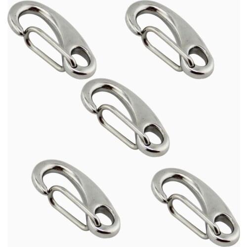5Pcs Egg Shape Spring Snap Hooks Marine 316 Stainless Steel Multifunctional Hiking Camping Belt Carabiner Quick Release Hook