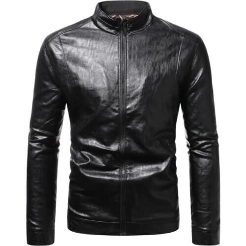 Leather Jacket Men Casual Fashion Solid Color Spring Autumn Men Coat