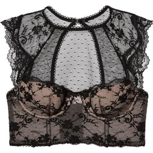 Missomo Fashion Womens Openwork Back Carefully Cut Vest Bra Chest Hanging Neck Sexy Lace Perspective Seamless Bra
