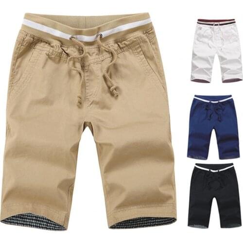 50% Hot Sales Men Shorts Solid Color Drawstring Summer Thin Multi Pockets Shorts for Daily Wear