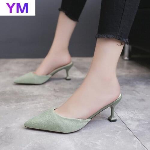 Party Fashion Slip on Women Mules Pointed Toe Summer Sandals Platform Slippers Sandalias Outside Zapatillas Mujer Casa 34-40