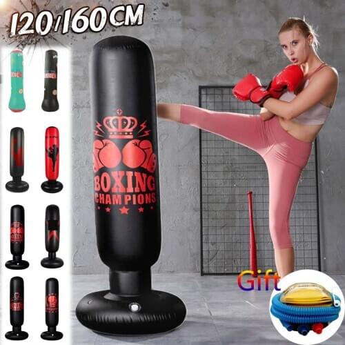 Inflatable Boxing Bag Child/adult Vertical Boxing Pillar Mma Sandbags Tumbler Karate Taekwondo Training Device W/manual Air Pump