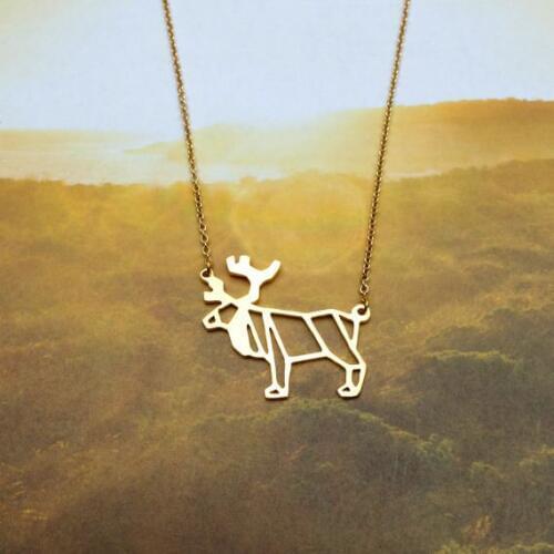 New Trendy Gold And Silver Personalized Moose Origami Necklace Animal Pendant Hunger Games Necklace Women Best Friend