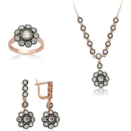 Original silver , Diamond Montur Flower Set ,Most Special Jewelry Sets Suitable and Quality Products Types