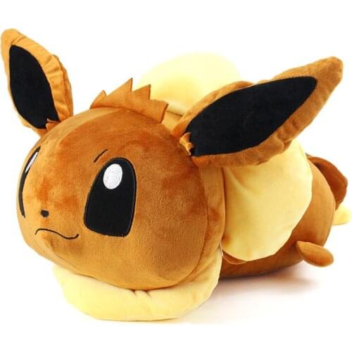 50cm Pokem Anime Eevee Lie Prone Cute Cartoon Animal Plush Peluche Soft Stuffed Toy Doll Christmas Figt for Kids Children Girls