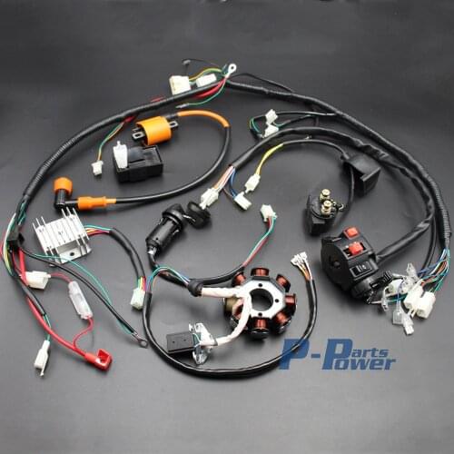 Complete Electrics ATV QUAD 150cc 200cc 250cc 300cc 3 Holes Stator CDI Coil Wire Harness Zongshen Lifan
