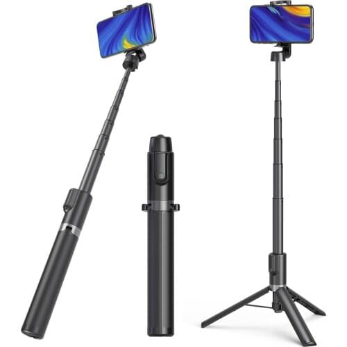 Portable Selfie Stick Desktop Phone Holder Tripod Aluminum Alloy w Detachable Remote Control for Group Photo Vlog Video Shooting