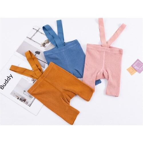 Multicolor Toddler Baby Girls Boys Stretch Knitted Suspender Pantyhose Infant Kids Solid High Waist Bandage Overalls Shorts