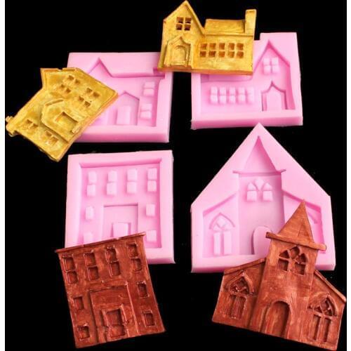 Castle shape silicone mold DIY fondant cake suitable for soft candy, air-dried clay molding clay, wax, soap and resin