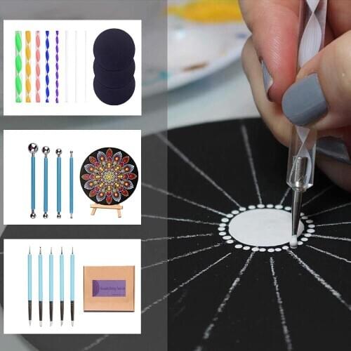 Sculpture Tool Pottery Clay Mandala Dotting Stencils Rocks Template Rods Ball Stylus Craft Stamp For Ceramics Kit Art Supplies