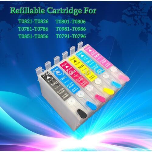 T0801-T0806 Refillable ink cartridge for Stylus RX585 RX685 R265 R285 R360 P50 PX700W PX710W PX800FW PX810 PX650 PX50 with ARC