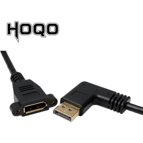 90 degree Left Angled Displayport Panel Mount Extension cable,DP Display port Male to Female Cord Socket Cabo Adapter 1FT 4K