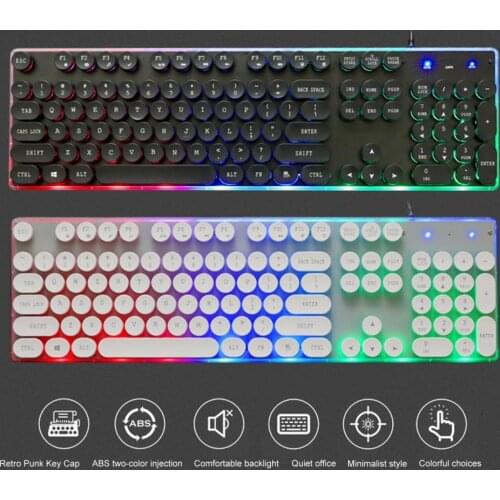 G102 Luminous Life Waterproof 104-Key Backlit USB2.0 Wired Gaming Keyboard for Computer Laptop