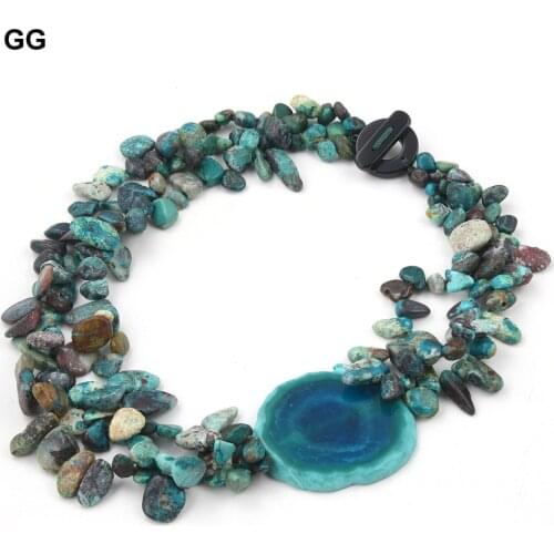GuaiGuai Jewelry Natural Turquoises Top-drilled Fancy Jaspers Polished Raw Drusy Slice Agates Gems Stone Necklace For Women
