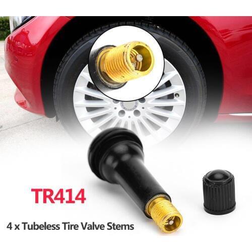 4pcs Black Rubber TR414 Snap-in Car Wheel Tyre Tubeless Tire Tyre Valve Stems Dust Caps Wheels Tires Parts Car Auto Accessories