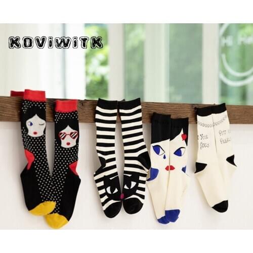 Woman zebra Socks for womens Stripe Solid Cotton Thicken eyes fashion Warm Casual Cartoon short ladie sock winter Female Art sox