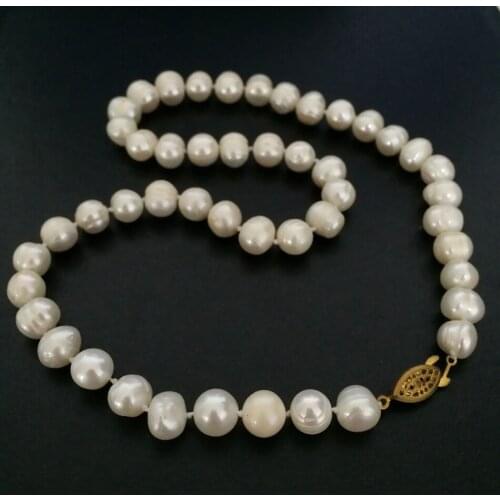 Fashion Statement Women Strand Beaded Necklace Freshwater Cultured Natural 7-8mm White Pearl Charming Beads Jewelry 18inch BV55