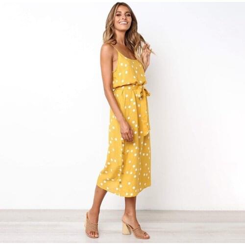 Summer Women Backless Short Sleeve Dress Casual Polka Dots Printed Beach Dress Fashion Ladies Slip Dress