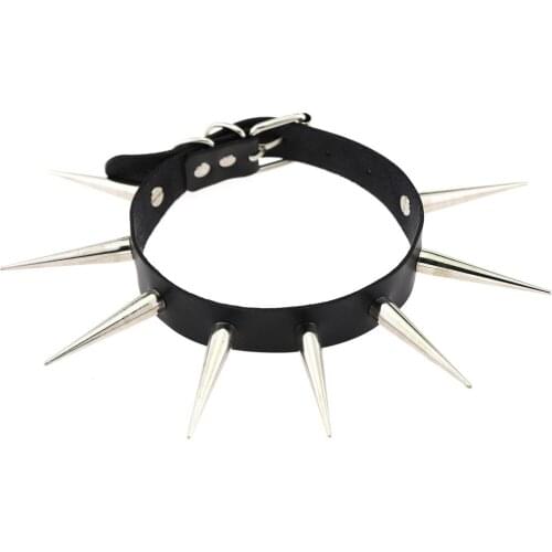 ZIMNO 16 Color Leather Choker Necklace for Women Egirl Punk Rock Gothic Torques 2020 Fashion Leather Stud Spike Snap Jewelry