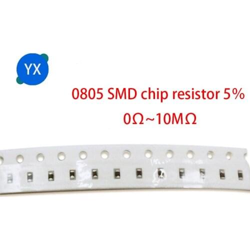 100pcs 0805 5% 1/8W SMD chip resistor 0R ~ 10M 0R 1R 10R 100R 220R 330R 470R 1K 4.7K 10K 47K 100K 220K 300K 470K 560K 1M 10M ohm
