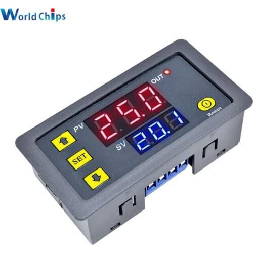 DC 12V AC 110V 220V Digital Time Delay Relay Dual LED Display Cycle Timer Control Switch Adjustable 0-999 Hours Adjustable Power