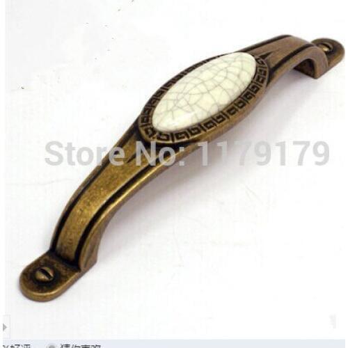 128mm crack ceramic kitchen cabinet pulls knobs bronze drawer dresser cupboard door handles 5" retro furniture hardware handles