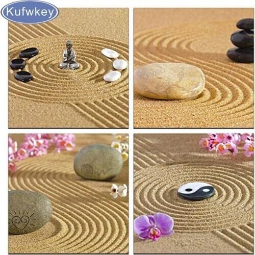 DIY Diamond Embroidery 4pcs Zen Stone and Orchid Still Life Diamond Painting Cross Stitch Kit Rhinestones Mosaic Home Decor