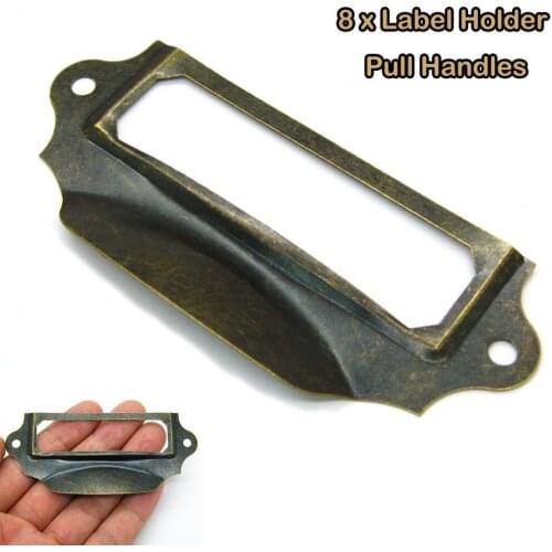 8Pcs Label Holder Pull Handles Label Pull Frame Name Card Holder Cabinet Drawer Box Case Knob For Furniture Hardware