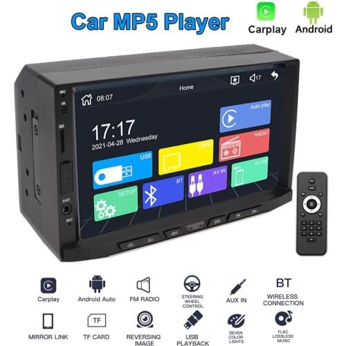 Audio Radio Car MP5 Player Auto Accessories Built-in GPS Navigation For Carplay Android 7 Colors Backlight BT 5.0 7" HD Screen