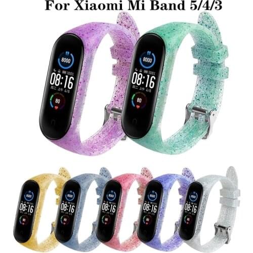 Glitter Strap For Xiaomi Mi Band 5 Multicolor Soft Silicone Wristband Replacement Sports Smart Bracelet For Xiaomi mi band 5 4 3
