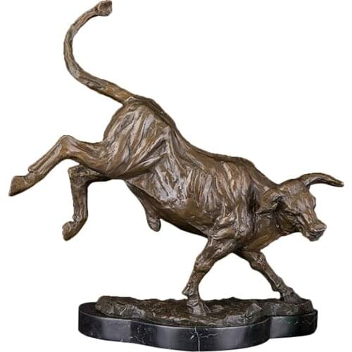 Large Bull Sculpture Bronze Animal Statue Art Lost Wax Hot Casting Chinese Zodiac Villa Living Room Decoration Ornament