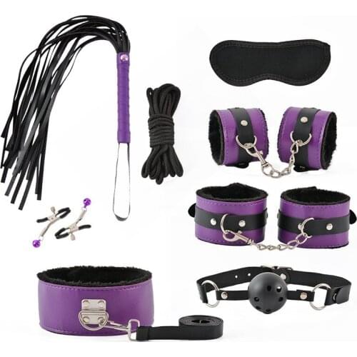 Bondage Sex Toys Sexual Abuse BDSM Handcuffs Leather Whip Blindfold Breast Clip Five-meter Rope Clip Adult Games Sex Supplies