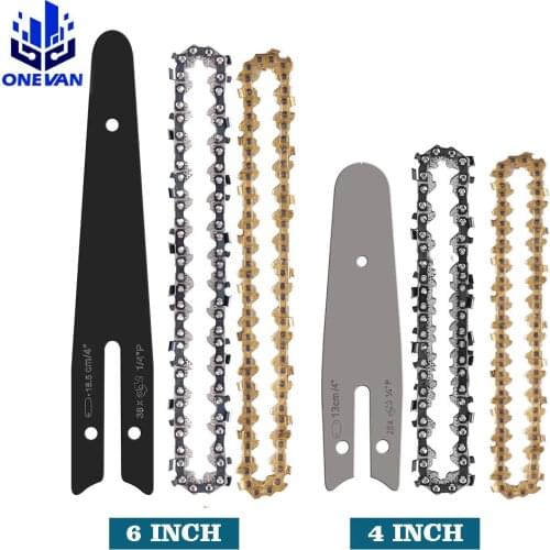 New 4 /6 Inch Mini Steel Chainsaw Chain Gold / Silver Chain Electric Pruning Saw Accessory Garden Tool Replacement Chain