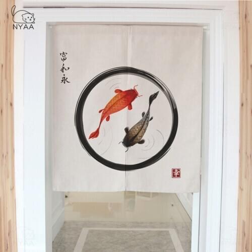 Wealth fishes carp Japanese decorative door curtains fabric cloth cotton home screens partition bathroom kitchen curtains