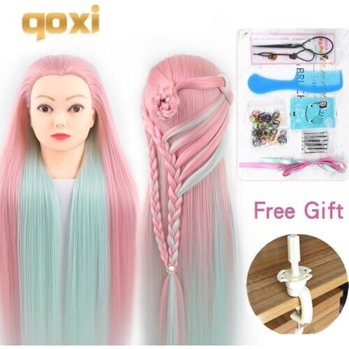 Qoxi mannequin heads with 65cm hair for braiding tete de cabeza manniquin dolls dummy head for hairdresser practice hair styling