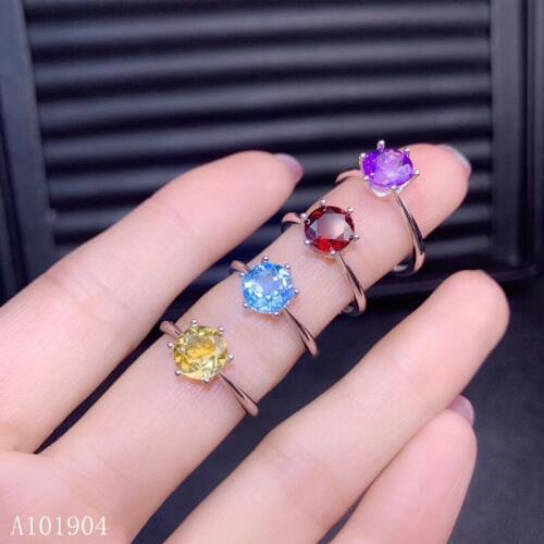 KJJEAXCMY boutique jewelry 925 sterling silver inlaid natural garnet topaz amethyst citrine female luxury ring support detection