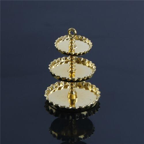 Dollhouse Miniature 3-layer Metal Fruit Dessert Snack Rack Stand Pretend Play Kitchen Furniture Toys Best Gift