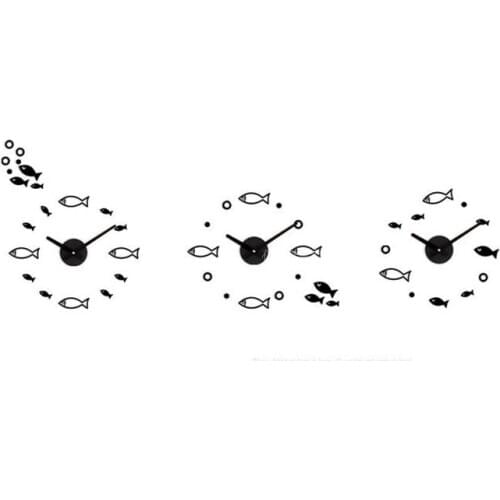 Quartz clock fashion small fish table wall acrylic Crystal Stereo Fish Creative Ultra Quiet Living Room DIY Table Clock