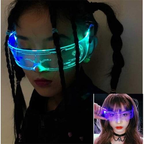 Hot Game LED Luminous Glasses Cosplay Accessories Futuristic Electronic Rave Costume Party Decor DJ SunGlasses Decoration