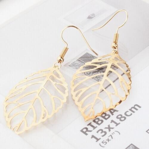New Fashion Metal Earrings Silver Gold Color Leaves Simple Design Jewelry For Women Small Gift Earrings