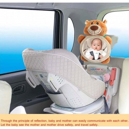 Lovely Cartoon Bear Adjustable Baby Car Back Seat Portable HD Mirror Kids Safety View Monitor Automobiles Rearview Mirror Cover