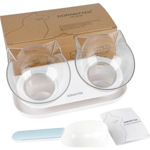 Cat Bowls Dogs Feeders Cat Feeding Bowl With Raised Stand Tilted For Cats Double Bowl Cats Food Bowls Water Bowls Pet Supplies