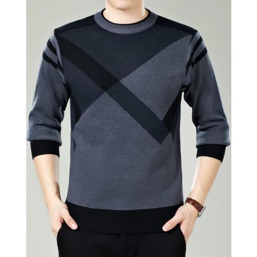 Men Sweater Winter Round neck Knitted Sweaters Male Casual Autumn Cashmere Pullovers Mens Fashion Patchwork Warm Knitting Jumper