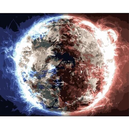 DIY Painting By Numbers Colorful Earth Oil Painting HandPainted Home Decor Gift Canvas Drawing