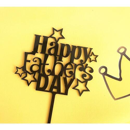 New Happy Fathers Day Acrylic Cake Topper Star Dad Birthday Cupcake Topper For Father Birthday Party Cake Decorating Supplies